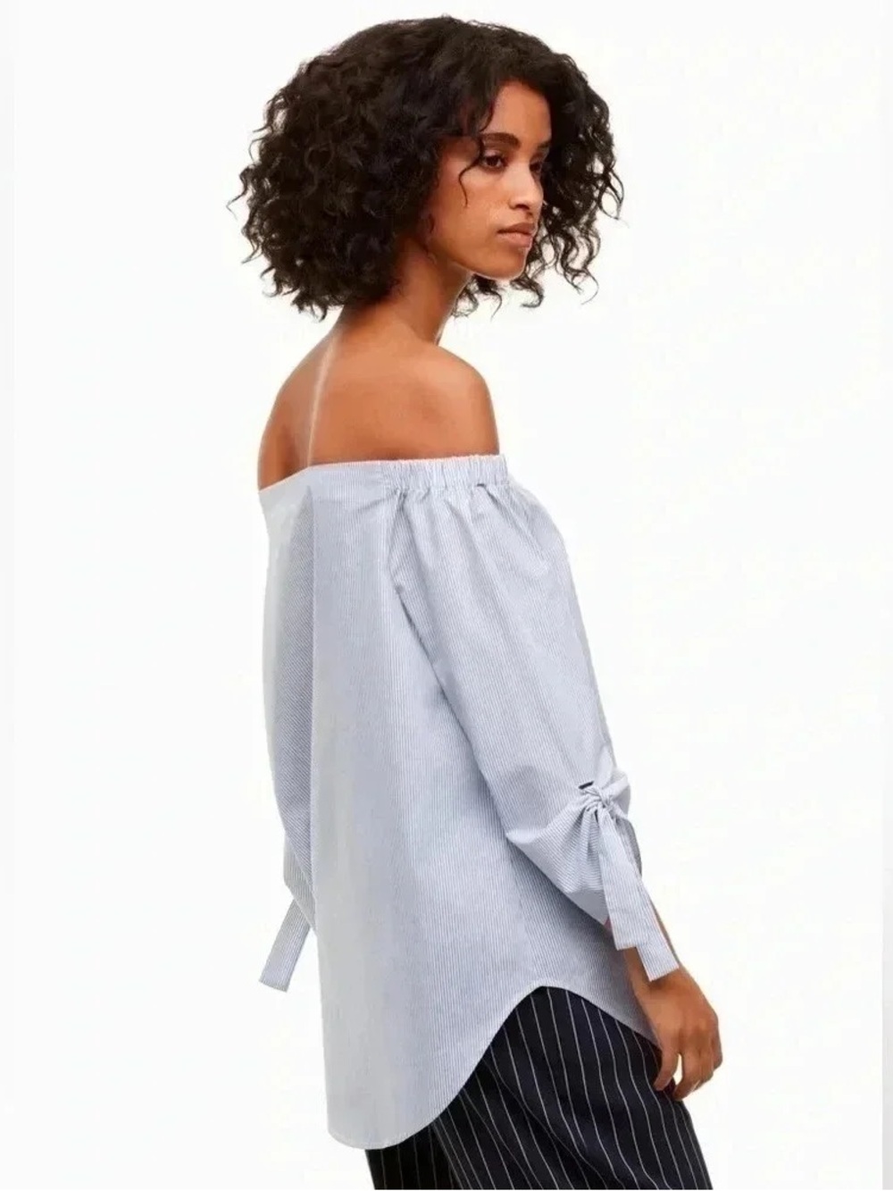 Aritzia Babaton Malik Stripe Off Shoulder Blouse